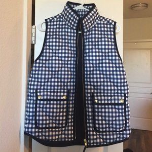 J. Crew Gingham Puffer Vest